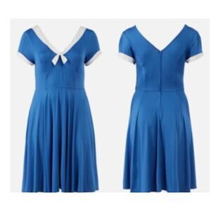 Unique Vintage Gwynnie Bee Blue 1950s Sailor Swing Dress Sz M #30